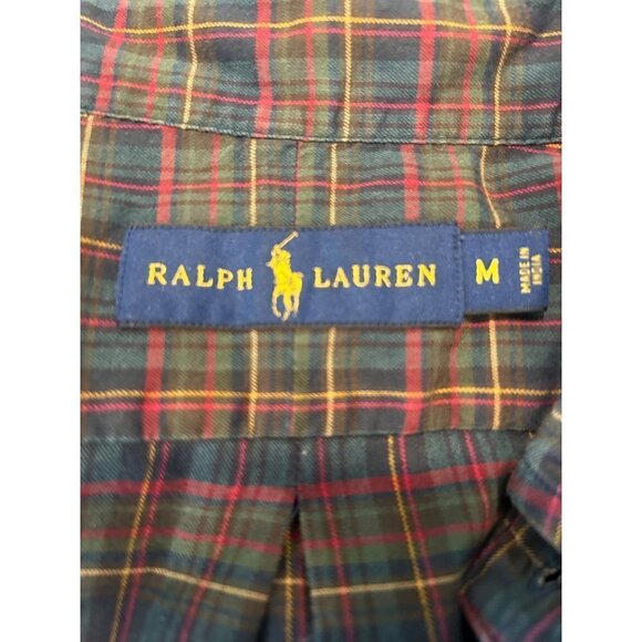 Ralph Lauren Mens Button Front Long Sleeve Shirt Red Green Plaid Size M - Picture 4 of 5